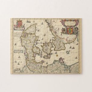 Vintage Karta i Danmark (1690) Pussel