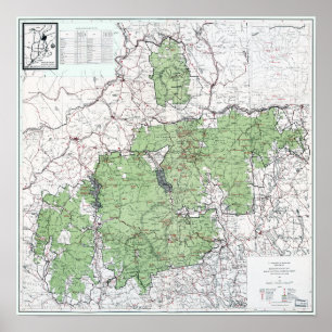 Vintage karta i de vita bergen poster