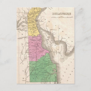 Vintage Karta i Delaware (1827) Vykort