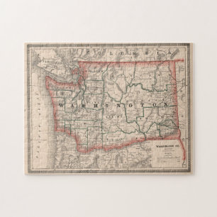 Vintage Karta i delstaten Washington (1883) Pussel