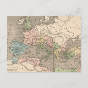 Vintage Karta i det romerska riket (1838) Vykort