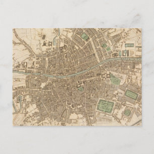 Vintage Karta i Dublin (1836) Vykort