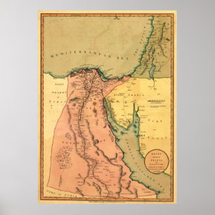Vintage Karta i Egypten (1800) Poster