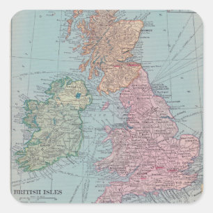 Vintage Karta i England Fyrkantigt Klistermärke