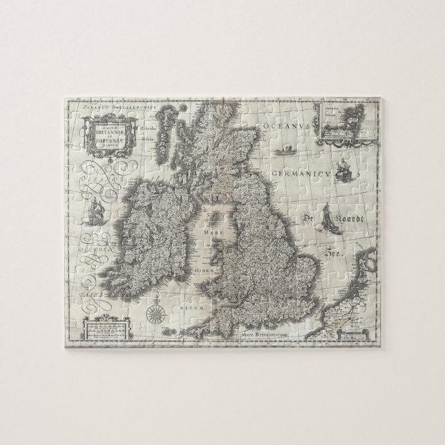 Vintage Karta i England och Irland (1631) Pussel (Horisontell)