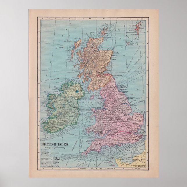 Vintage Karta i England Poster (Framsidan)