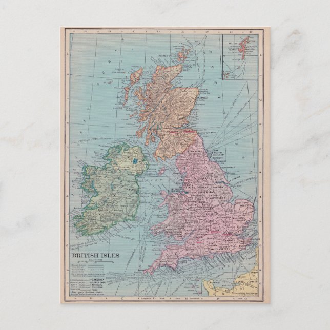 Vintage Karta i England Vykort (Framsida)