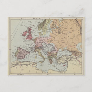 Vintage Karta i Europa Vykort