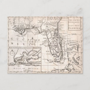 Vintage Karta i Florida (1763) Vykort
