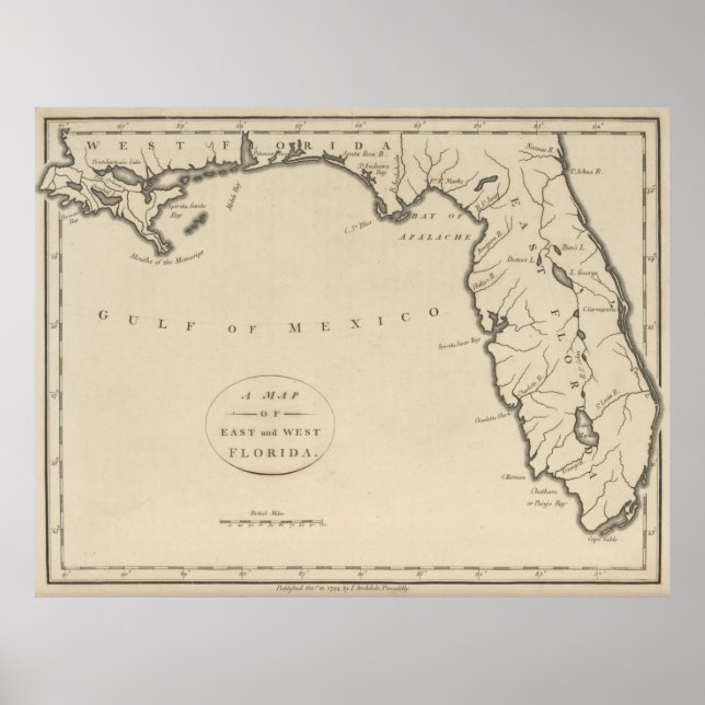 Vintage Karta i Florida (1794) Poster (Framsidan)