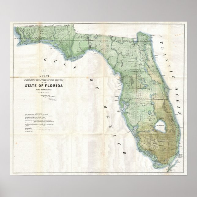 Vintage Karta i Florida, 1853 Poster (Framsidan)