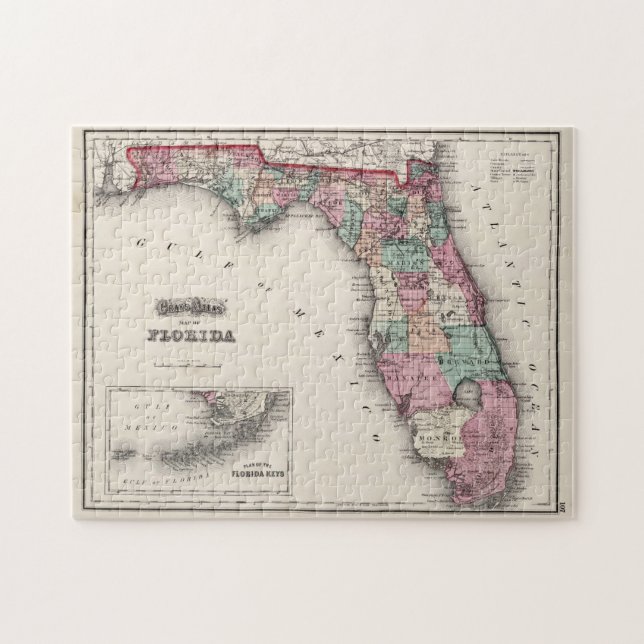 Vintage Karta i Florida (1873) Pussel (Horisontell)