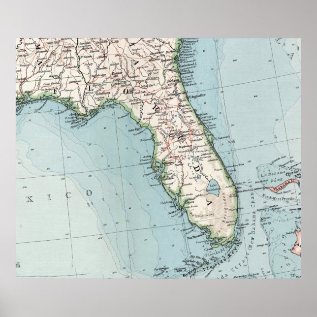 Vintage Karta i Florida (1900) Poster (Framsidan)