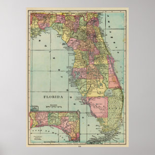 Vintage Karta i Florida (1909) Poster