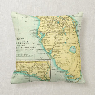 Vintage Karta i Florida Kudde
