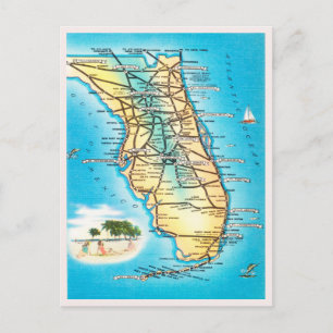 Vintage Karta i Florida Travel Postcard Vykort