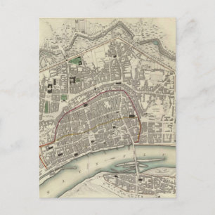 Vintage Karta i Frankfurt Tyskland (1837) Vykort