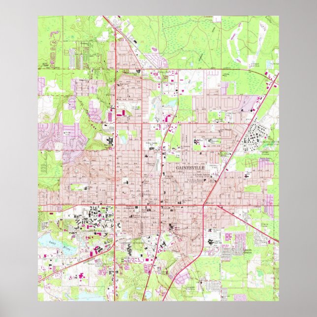 Vintage Karta i Gainesville Florida (1966) Poster (Framsidan)