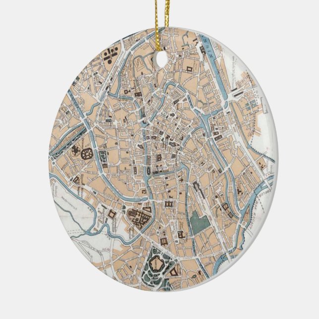 Vintage Karta i Gent Belgium (1905) Julgransprydnad Keramik (Vänster)