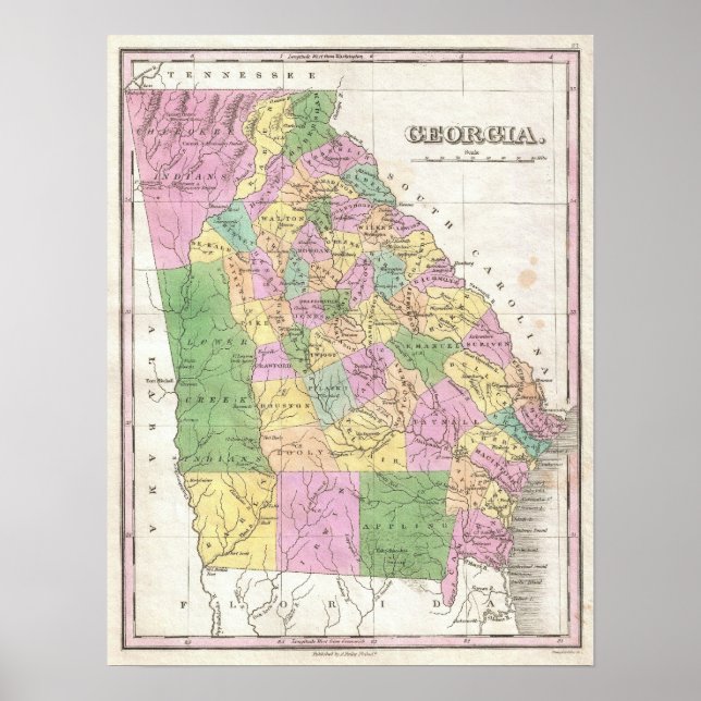 Vintage Karta i Georgien (1827) Poster (Framsidan)