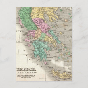 Vintage Karta i Grekland (1827) Vykort
