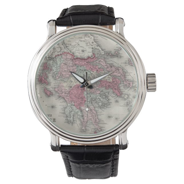 Vintage Karta i Grekland (1865) Armbandsur (Framsida)