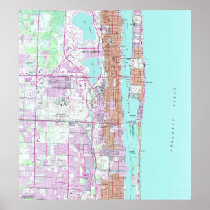 Vintage Karta i Handflatan Beach Florida (1946) 2 Poster