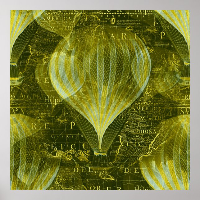 VINTAGE KARTA I HELIGAN BALLOON POSTER (Framsidan)