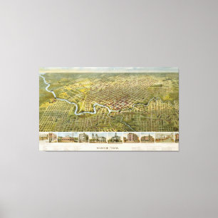 Vintage Karta i Houston Texas (1891) Canvastryck