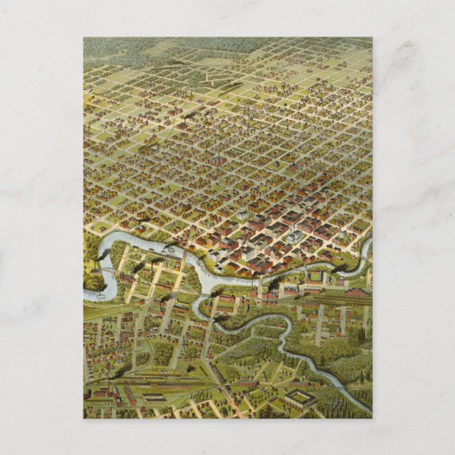 Vintage Karta i Houston Texas (1891) Vykort (Framsida)