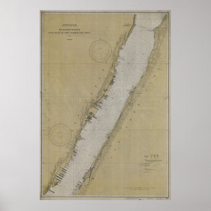 Vintage Karta i Hudsonfloden (1930) Poster