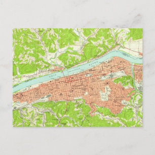 Vintage Karta i Huntington Väster Virginia (1957) Vykort