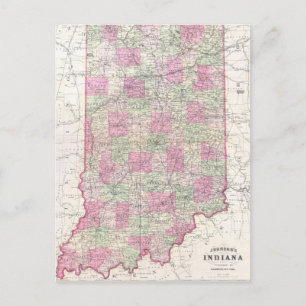 Vintage Karta i Indiana (1864) Vykort