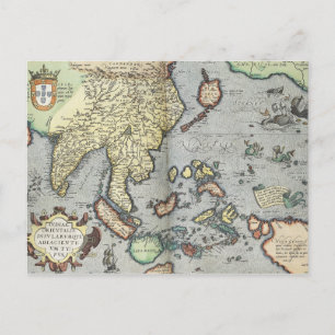 Vintage Karta i Indien   1592 Vykort
