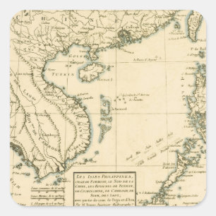 Vintage Karta i Indien Indiska oceanen Fyrkantigt Klistermärke