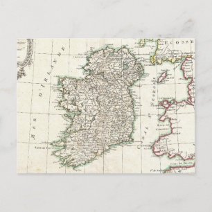 Vintage Karta i Irland (1771) Vykort