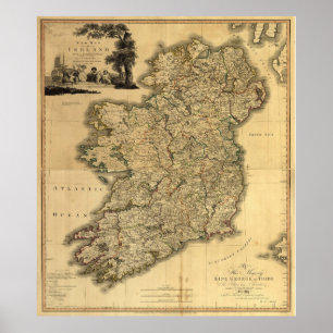 Vintage Karta i Irland (1797) Poster