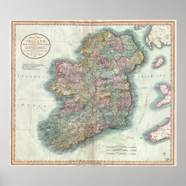 Vintage Karta i Irland (1799) Poster (Framsidan)