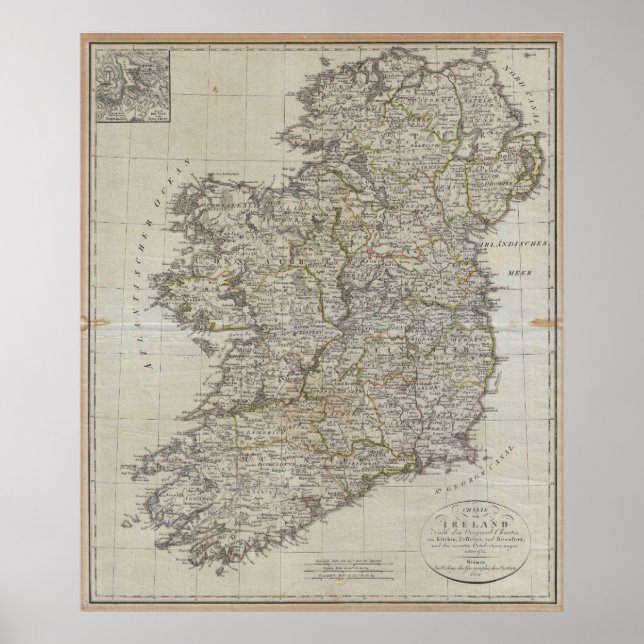 Vintage Karta i Irland (1804) Poster (Framsidan)