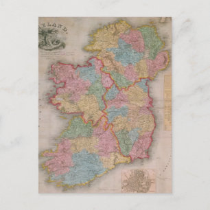 Vintage Karta i Irland (1835) Vykort