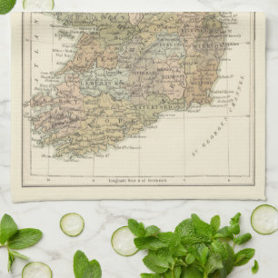 Vintage Karta i Irland 1862 Kitchen Tea Towel Kökshandduk