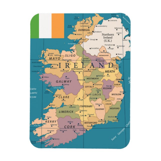 Vintage Karta i Irland Magnet (Vertikal)