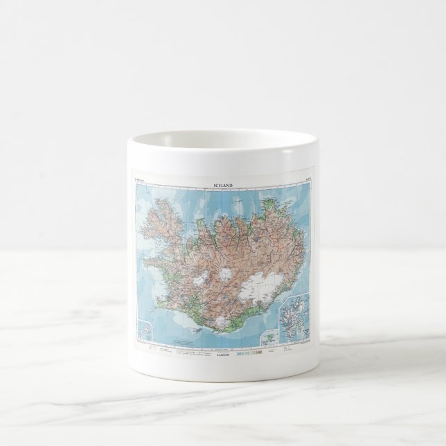 Vintage Karta i Islandet Kaffemugg (Center)