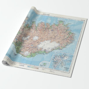 Vintage Karta i Islandet Presentpapper
