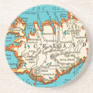 Vintage Karta i ISLANDET Underlägg Beermat Sandsten