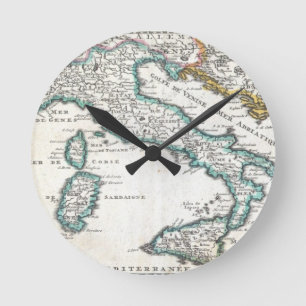 Vintage Karta i Italien (1706) Rund Klocka
