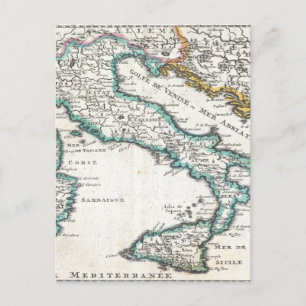 Vintage Karta i Italien (1706) Vykort