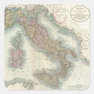 Vintage Karta i Italien (1799) Fyrkantigt Klistermärke