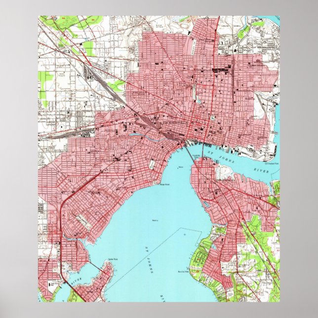 Vintage Karta i Jacksonville Florida (1950) Poster (Framsidan)