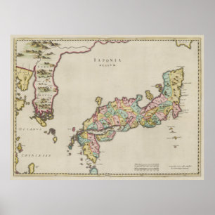 Vintage Karta i Japan (1665) Poster